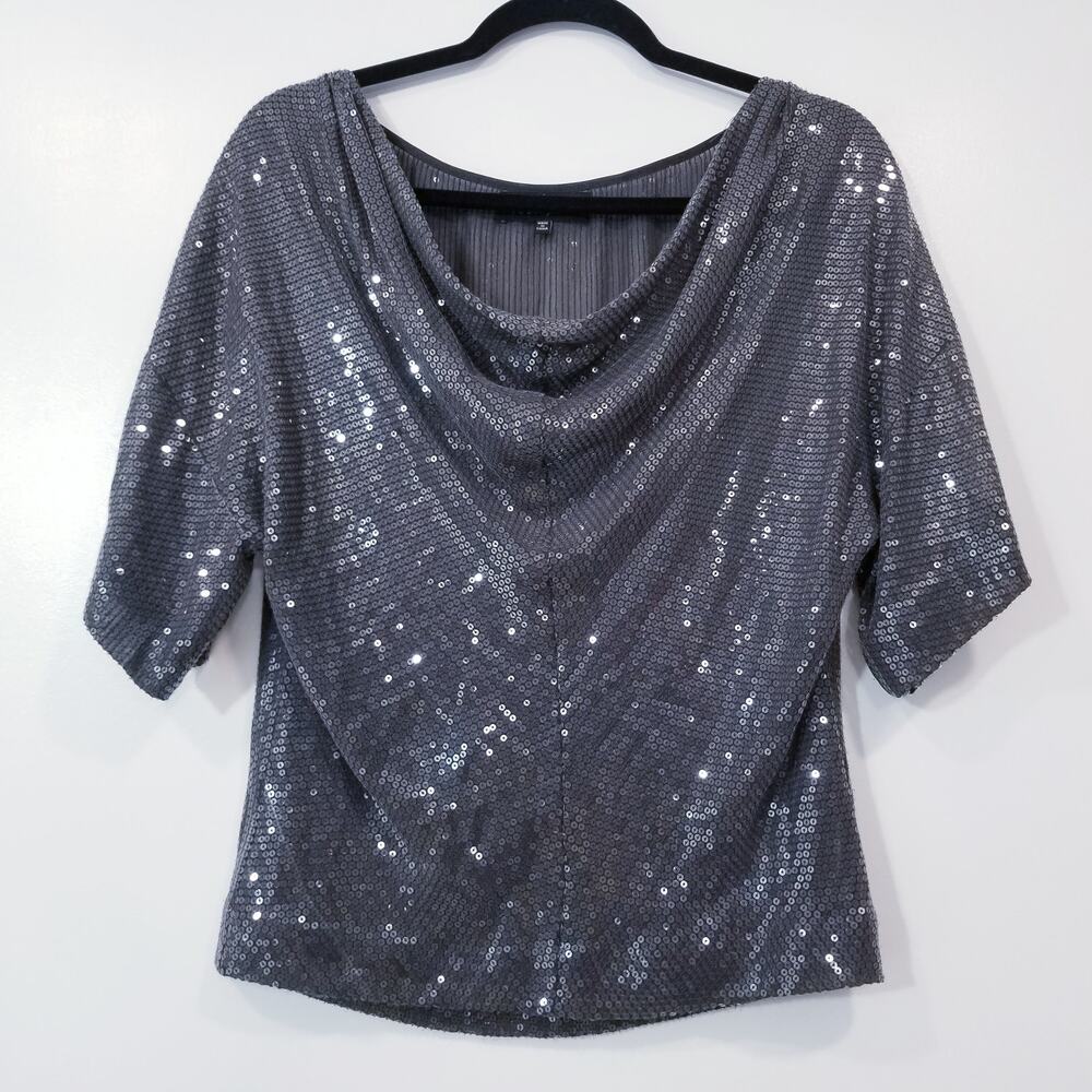 Robert Rodriguez Sequins Silk Cowl Neck Blouse